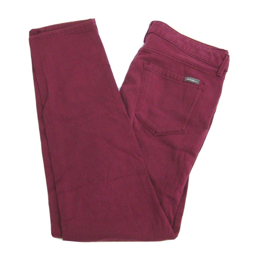 EDDIE BAUER Women's (Size 6 31x30) Burgundy Red Slim Straight Fit Jeans Pants